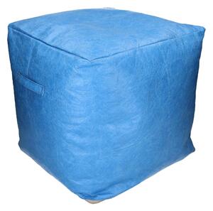 Puff in cellulosa azzurro quadro cm 40x40xh40