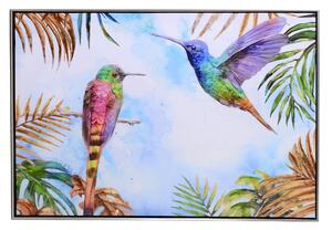 Quadro dipinto colibrì cm 92x62x4,5