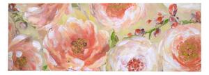 Quadro dipinto fiori rosa verde cm 50x150x3