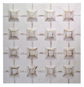 Quadro dipinto bianco con quadretti cm 80x80x3/5