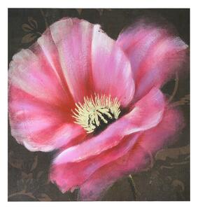 Quadro dipinto fiore rosa cm 80x80x4