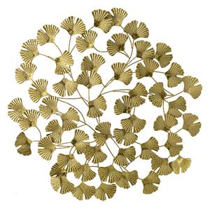 Decorazione da Parete in in metallo oro foglie cm 80x80x3