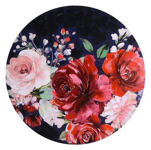 Quadro in legno fiori rosso tondo cm ø80xh2,6