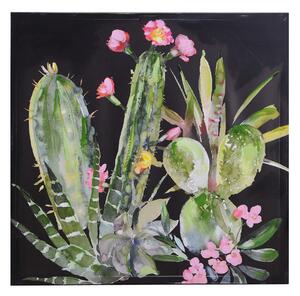 Quadro stampa cactus nero cm 80x80x3