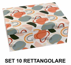Set 10 Scatole cartone multicolor rettangolare