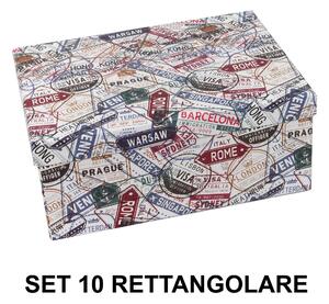 Set 10 Scatole cartone multicolor rettangolare