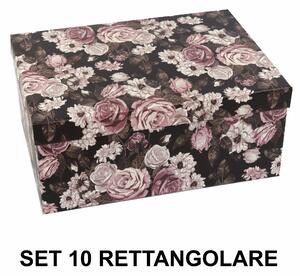 Set 10 Scatole cartone rose nero rettangolare