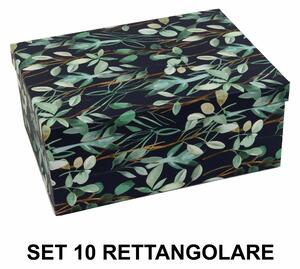 Set 10 Scatole cartone foglie blu rettangolare