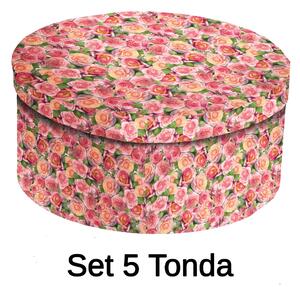 Set 5 Scatole cartone roselline tonda
