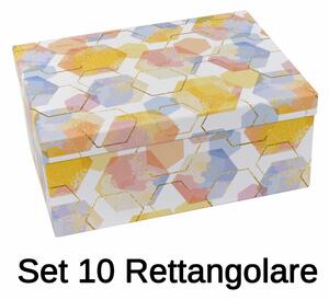 Set 10 Scatole cartone esagoni bianco rettangolare