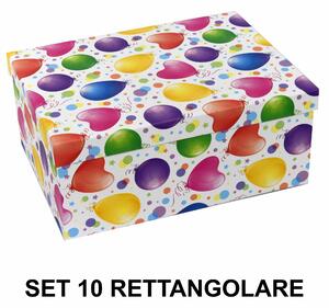 Set 10 Scatole cartone palloncini multicolor rettangolare