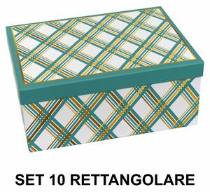 Set 10 Scatole cartone rombi azzurro rettangolare