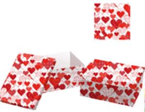Set 10 Scatole cartone cuori rosso rettangolare