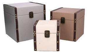 Set 3 Scatole in Similpelle neutro quadro