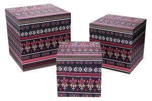 Set 3 Scatole in Similpelle fiori multicolor quadro