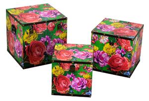 Set 3 Scatole in Similpelle multicolor quadro
