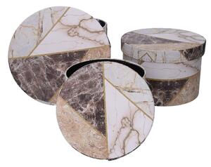 Set 3 Scatole in Similpelle marmo tondo