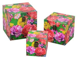 Set 3 Scatole in Similpelle multicolor quadro