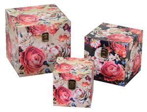 Set 3 Scatole in Similpelle fiori crema quadro