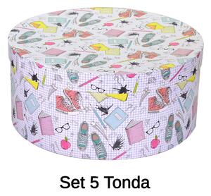 Set 5 Scatole cartone school tondo