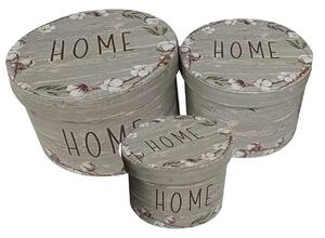 Set 3 Scatole in Similpelle grigio home tondo