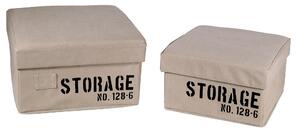 Set 2 Scatole in tessuto crema storage quadro pieghevole