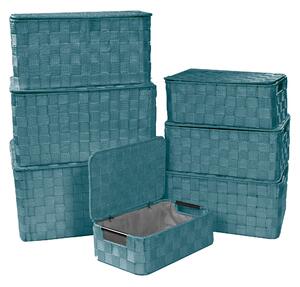 Set 7 Scatole in poliestere verde acqua rettangolare