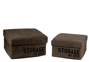 Set 2 Scatole in tessuto marrone storage quadro pieghevole