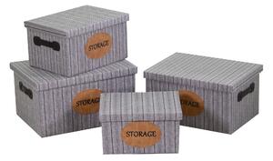 Set 4 Scatole in tessuto grigio rettangolare