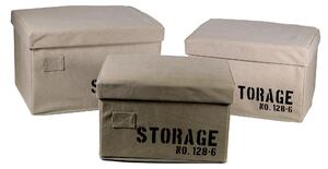 Set 3 Scatole in tessuto crema storage rettangolare