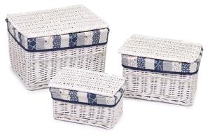 Set 3 Scatole in vimini giuseppe bianco rettangolare