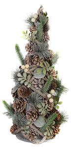 Mini Albero di Natale con pigne e bacche bianche cm Ø17xh41
