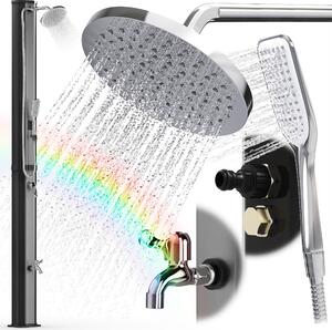 Doccia da giardino 40 litri doccia solare da giardino con doccetta doccia a pedale doccia esterna sauna nero acciaio argento