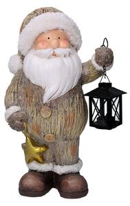 Pupazzo Babbo Natale in Resina con lanterna grigio cm 25,5x17xh44