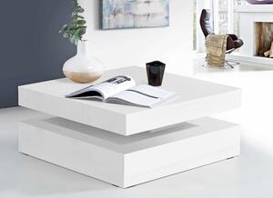 Tavolino TURN 78 x 78 cm piano girevole bianco ottico lucido di Forte