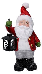 Pupazzo Babbo Natale in Resina con lanterna rosso cm 22x15xh42
