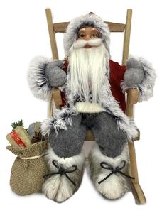 Pupazzo Babbo Natale in Tessuto su sedia grigio rosso cm 23x22,5xh30