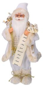 Pupazzo Babbo Natale in Tessuto con regali e lista bianco oro cm 24x12xh45