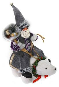 Pupazzo Babbo Natale in Tessuto su orso viola cm 30x10xh36