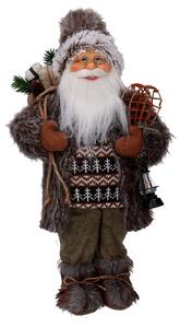 Pupazzo Babbo Natale in Tessuto con regali e lanterna marrone cm 24x12xh45