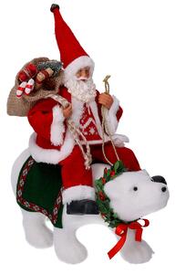 Pupazzo Babbo Natale in Tessuto su orso rosso cm 30x10xh36