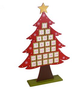 Calendario dell'Avvento in Legno rosso albero cm 36x8xh53