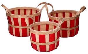 Set 3 Ceste in Vimini rosso tondo