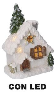 Casetta in Resina con albero con Led bianco cm 26,5x17xh36