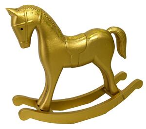 Cavallo a Dondolo Decorativo in Legno oro cm 37x8xh32