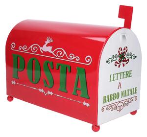 Cassetta posta di Babbo Natale Natalizia 34x16,5xh22 cm in Metallo rosso