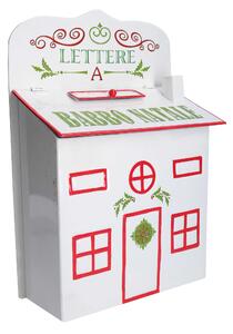 Cassetta posta di Babbo Natale Natalizia 25,5x12xh36 cm in Metallo bianco