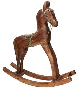 Cavallo a Dondolo Decorativo in Legno rivestito in Metallo oro cm 40x11xh46