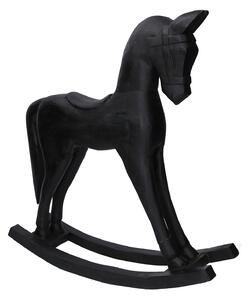 Cavallo a Dondolo Decorativo in Legno nero cm 36x9xh39