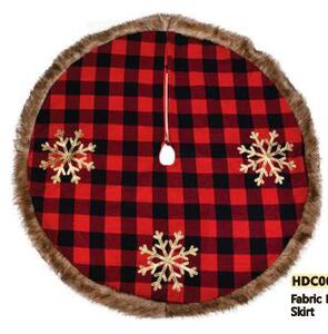 Copri base Albero di Natale in Tessuto con fiocchi tartan rosso cm Ø120